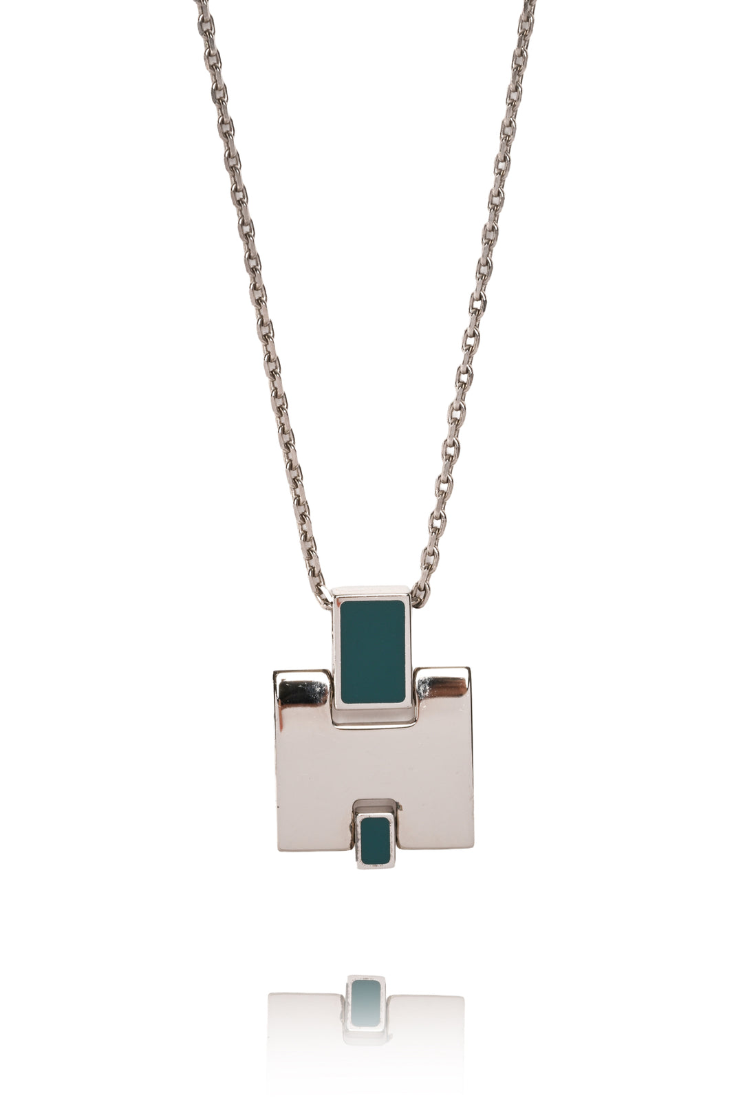 Hermes Palladium Lacquered Eileen H Pendant Necklace