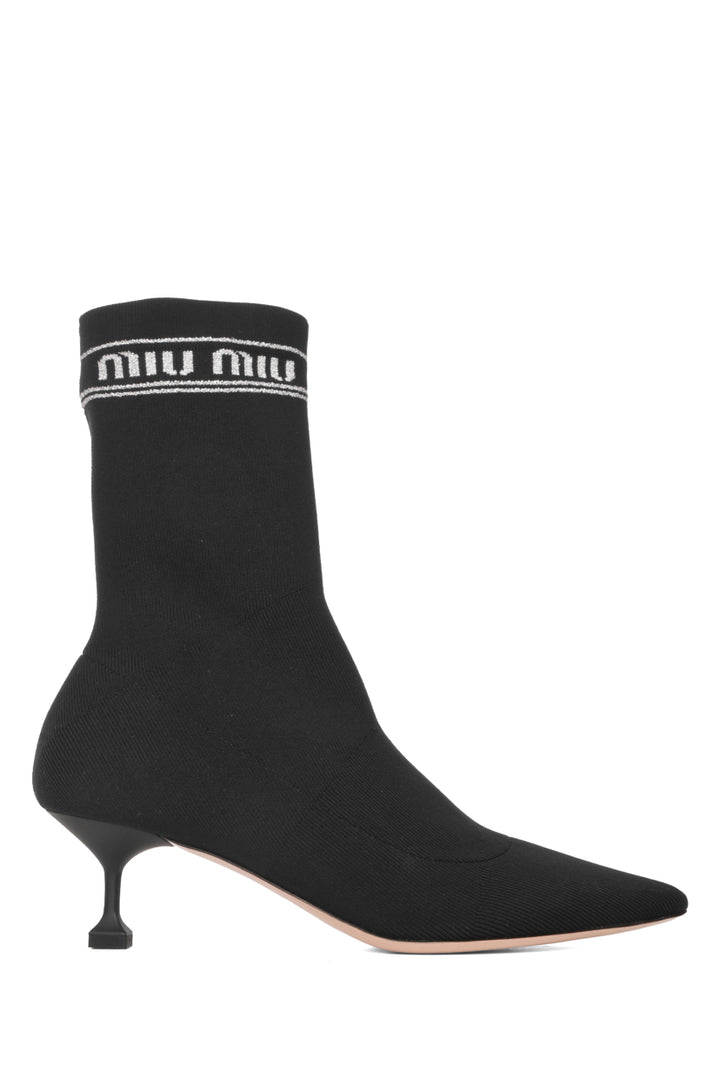 Miu Miu Size 38.5 Logo Knit Sock Ankle Boots