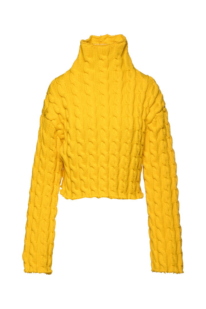Balenciaga Size XS 2020 Cable Knit Turtleneck Cropped Sweater