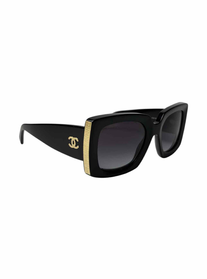 Chanel Black Rectangle Sunglasses Eyewear