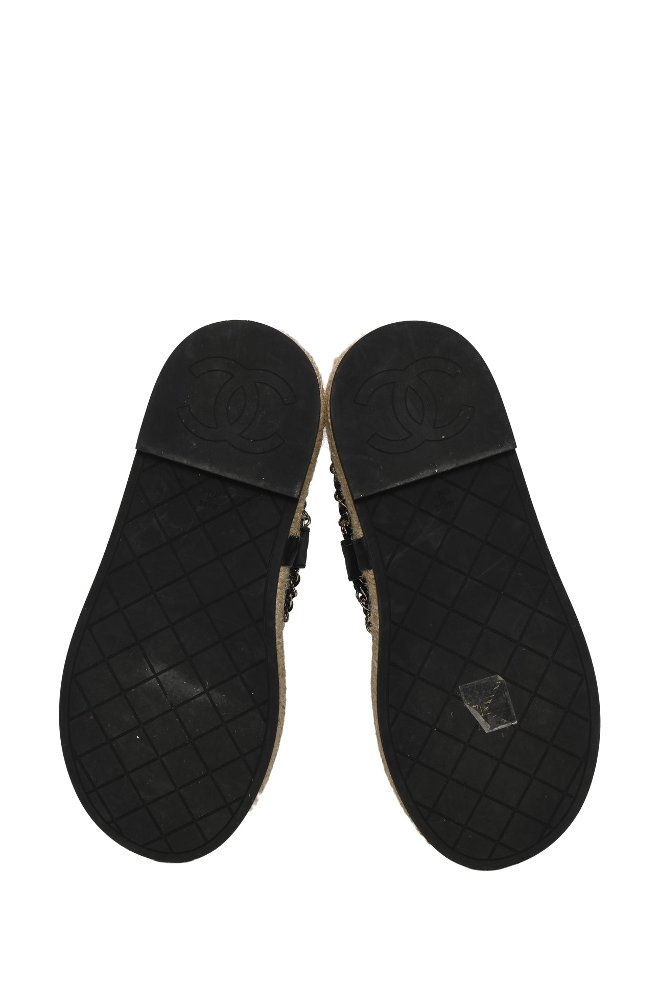 Chanel Size 36 Lambskin Chain CC Thong Espadrille Sandals - Luxury