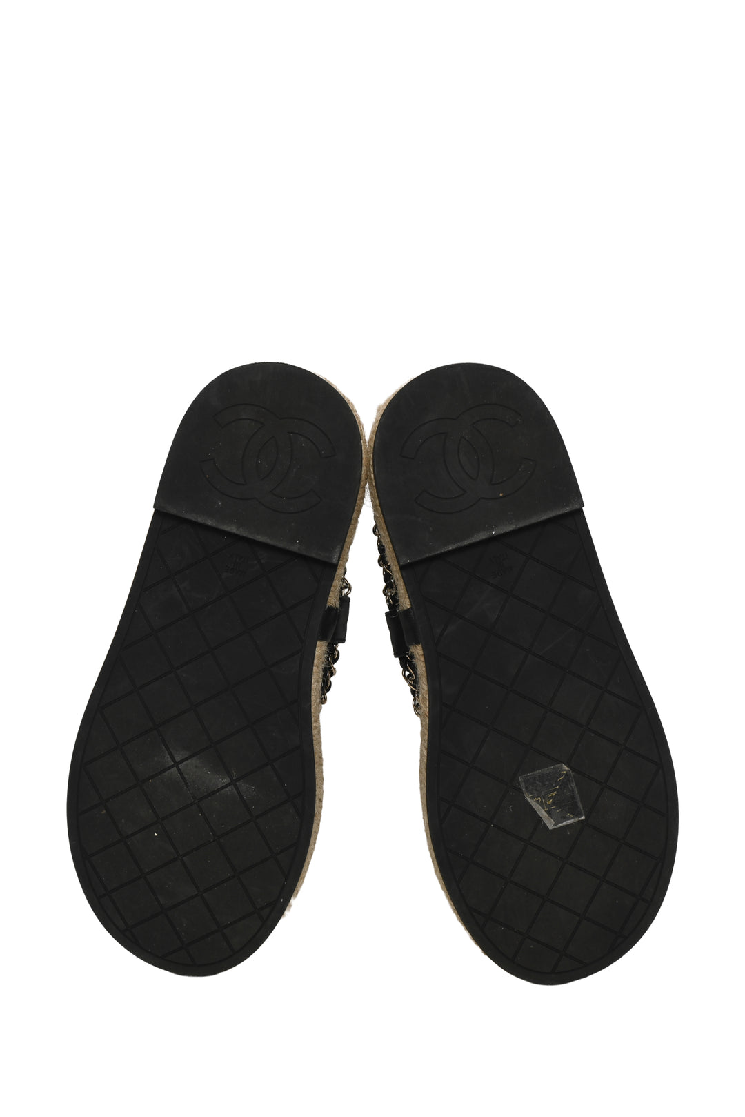 Chanel Size 36 Lambskin Chain CC Thong Espadrille Sandals