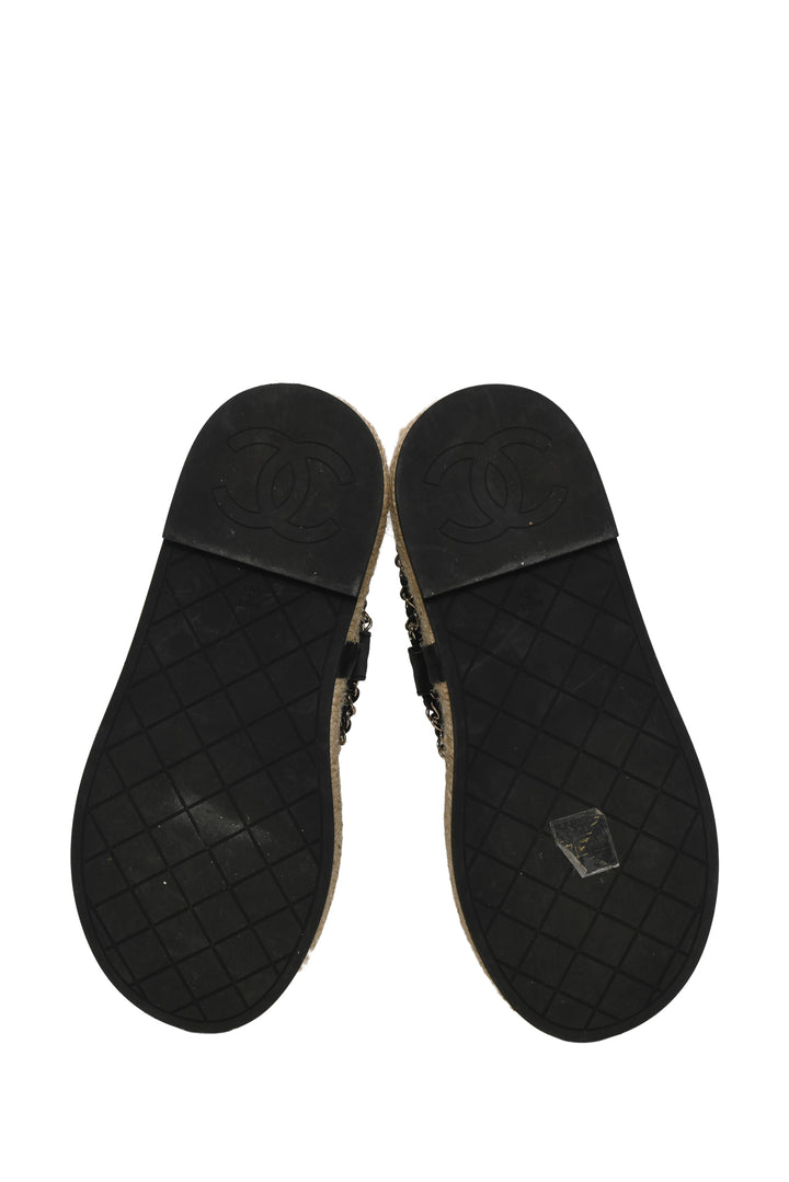 Chanel Size 36 Lambskin Chain CC Thong Espadrille Sandals