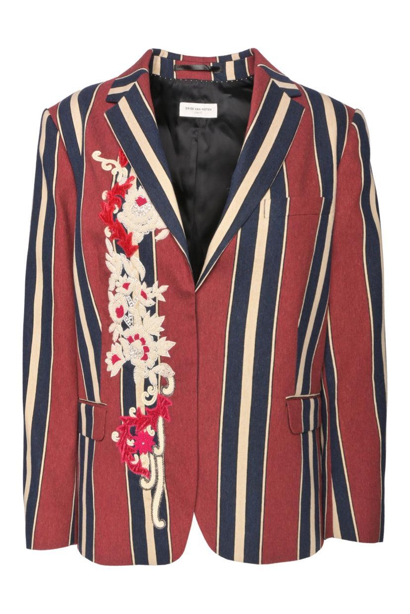 Dries Van Noten Size 42 Bead Embellished Wool Blazer