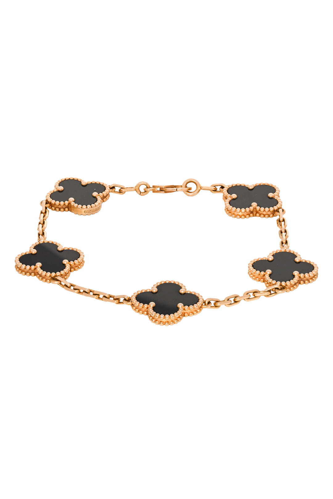 Van Cleef & Arpels 2021 18K Yellow Gold & Black Onyx Vintage Alhambra Bracelet