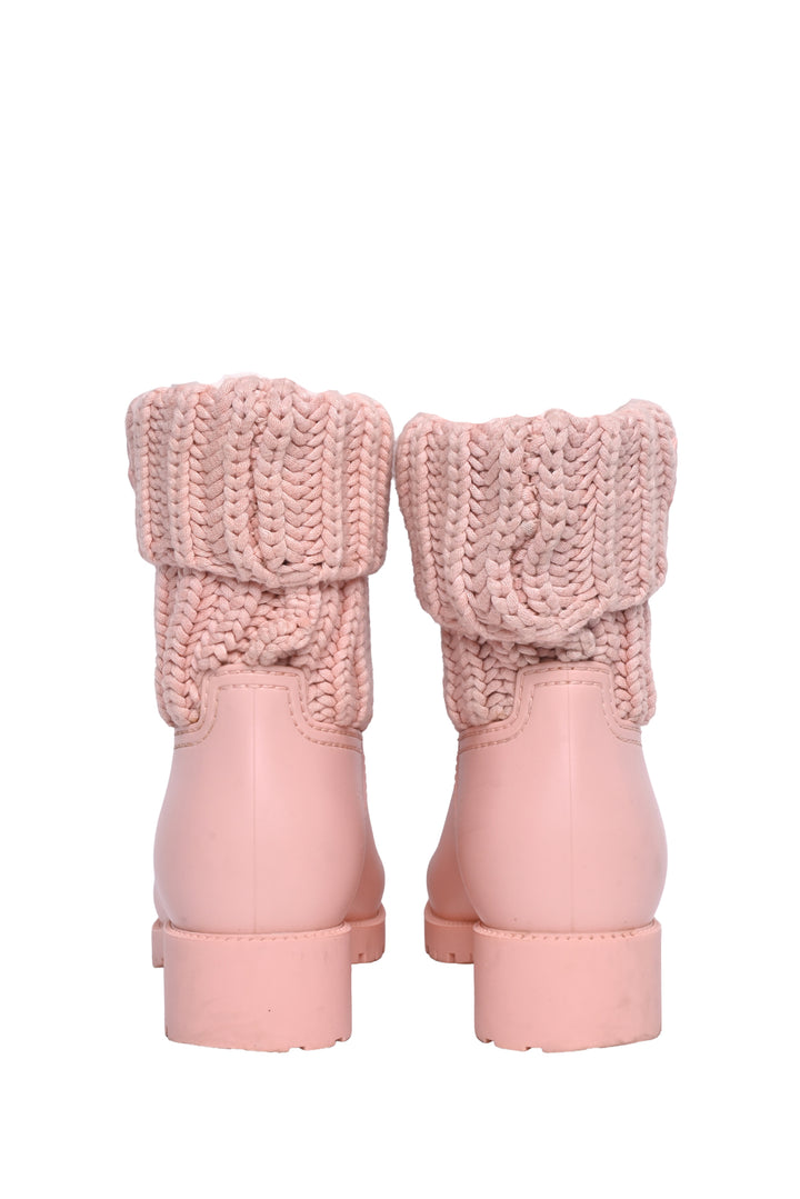 Moncler Size 36 Ginette Knit Cuff Rubber Ankle Boots