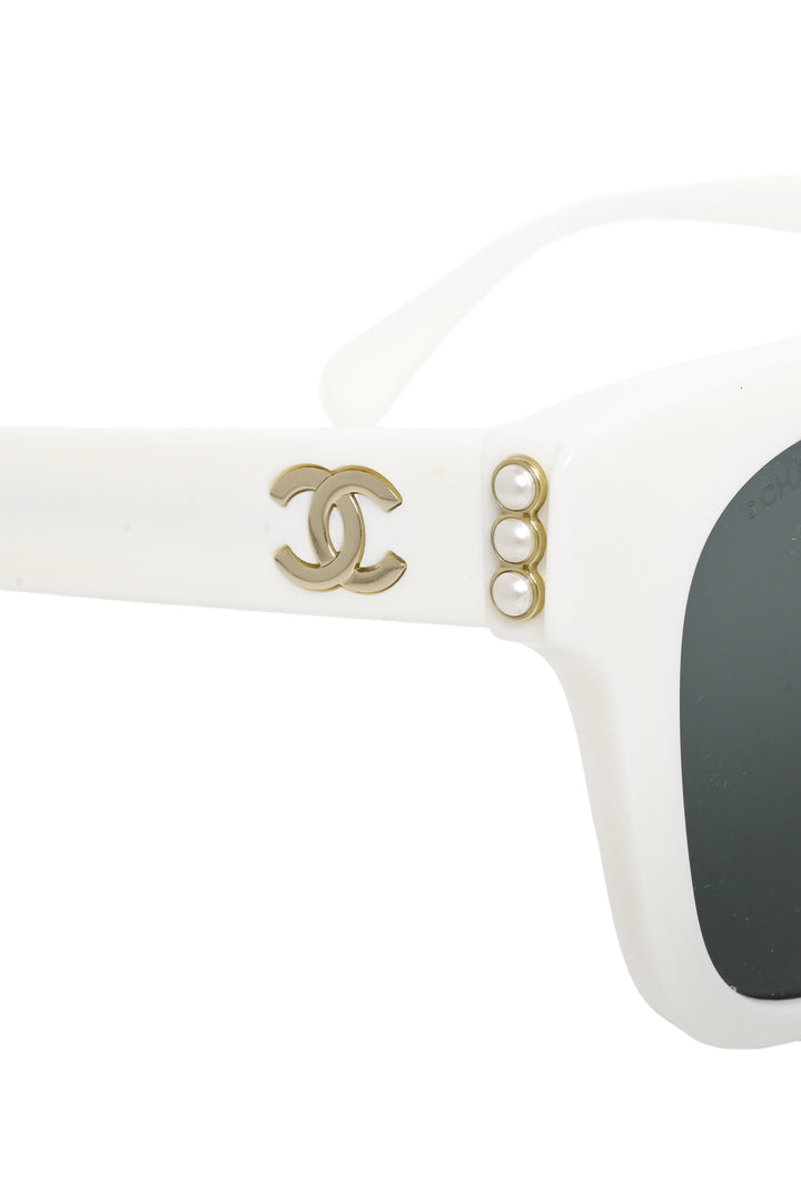Chanel Faux Pearl CC Square Sunglasses