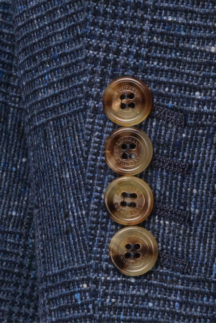 Brunello Cucinelli Size 46 Men's Wool & Cashmere Blend Check Print Woven Blazer