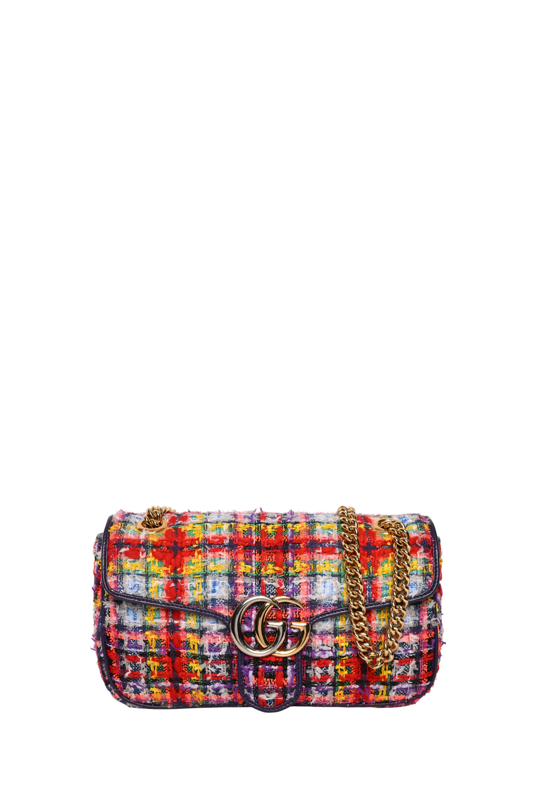 Gucci Tweed Calfskin GG Marmont Shoulder Bag