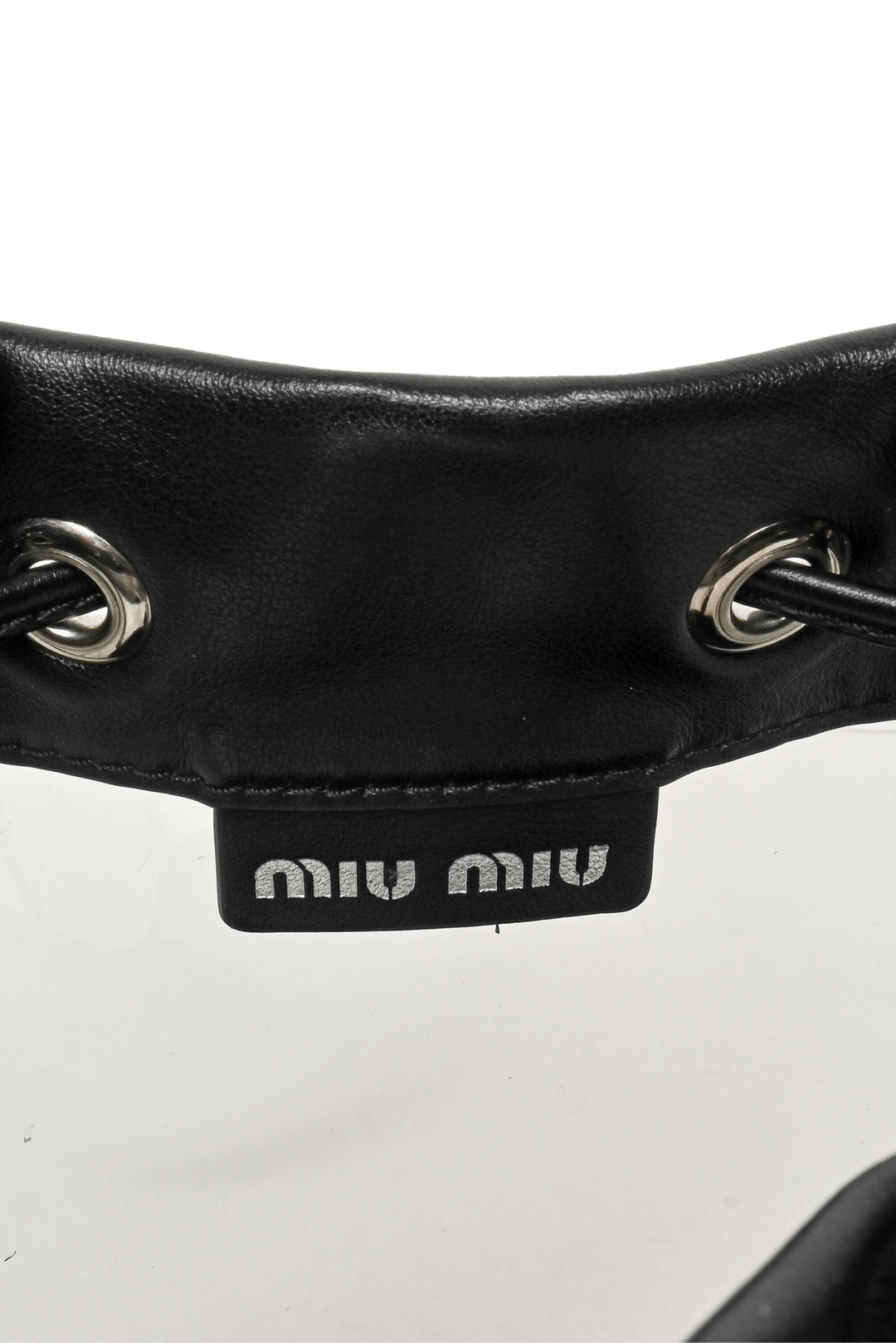 Miu Miu Leather & PVC Drawstring Bucket Bag