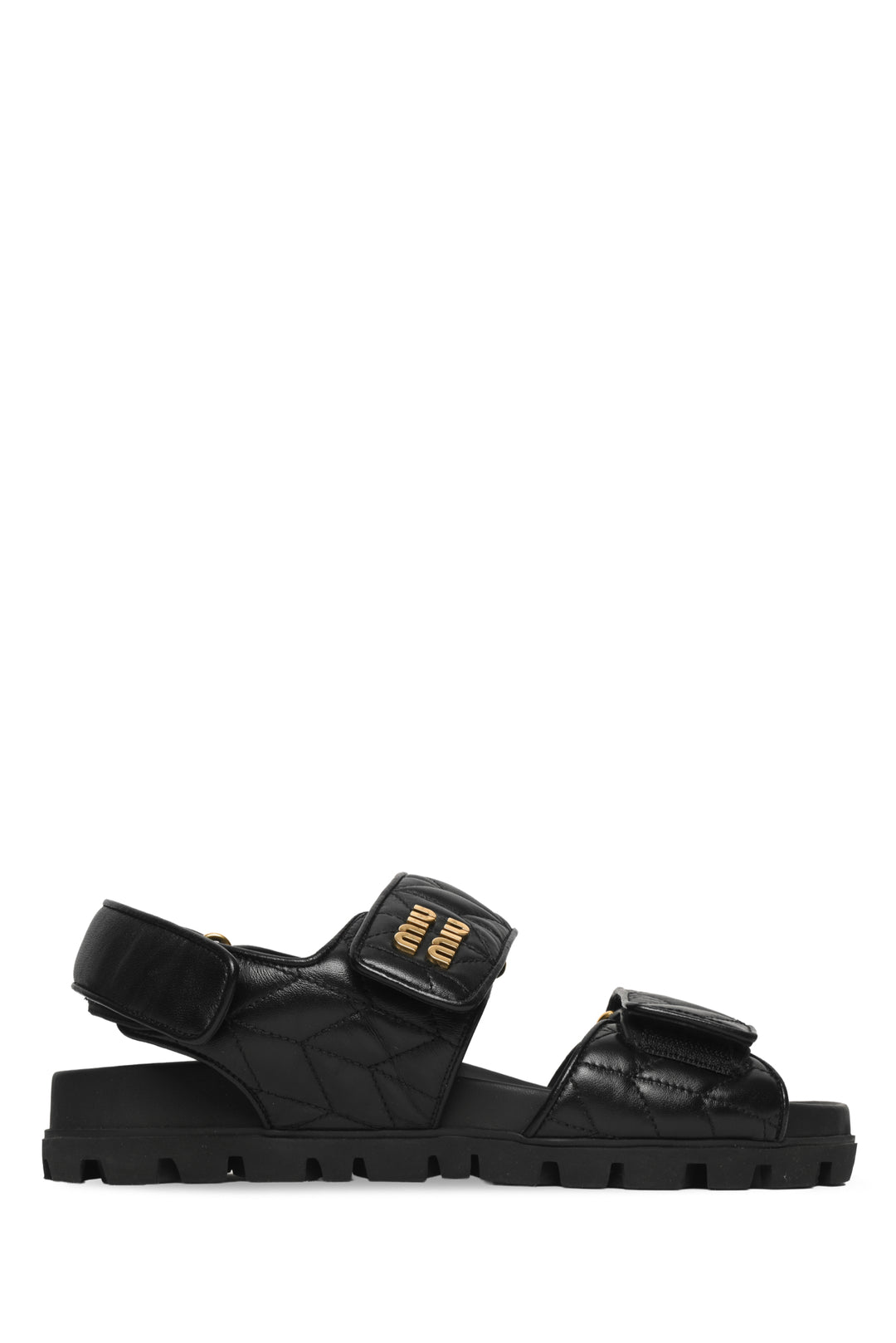 Miu Miu Size 38 Matelasse Leather Sport Sandals
