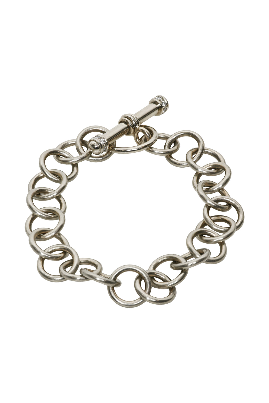 Stittgen 14K White Gold Diamond Toggle Bracelet