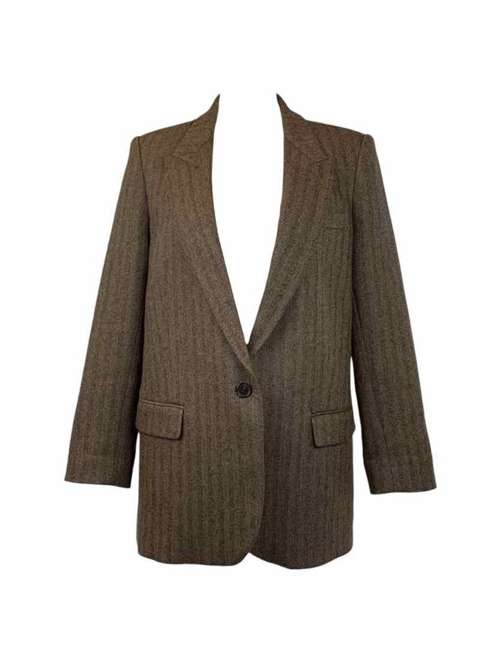 Nili Lotan Size 8 Herringbone Wool Blend Blazer