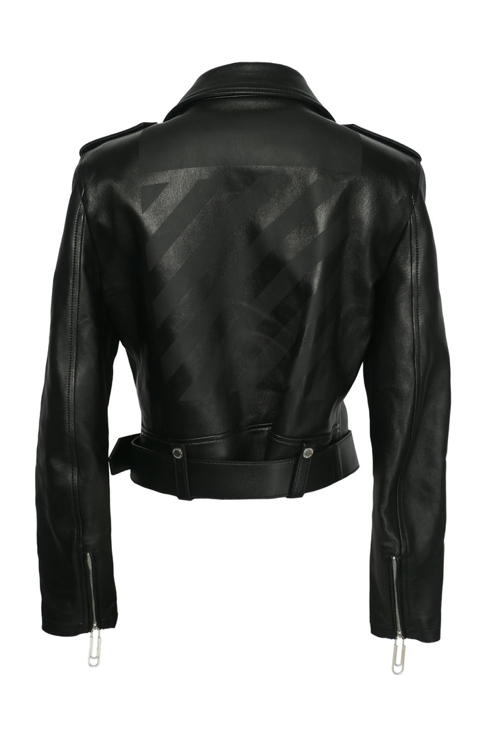 Off White Size 44 Leather Biker Jacket