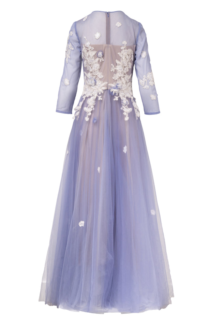 Tadashi Size 6 Cherry Blossom Embroidered Tulle Dress