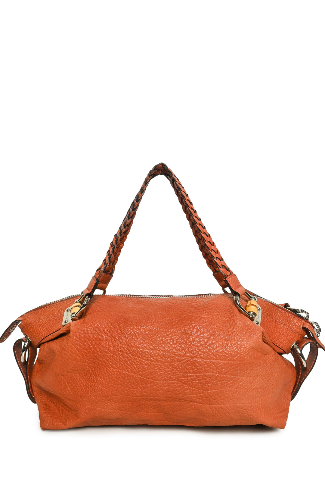 Gucci Textured Leather Bamboo Bar Tote