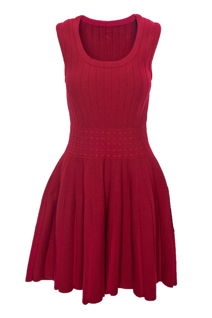 Alaia Size 40 Rib Sparkle Accent Flare Dress