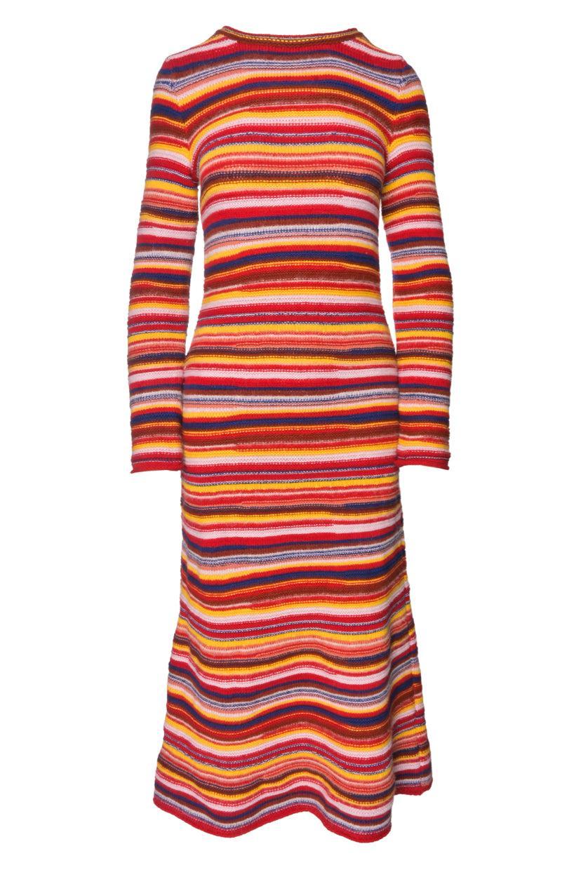 Chloe Size S Striped Cashmere-Blend Maxi Dress