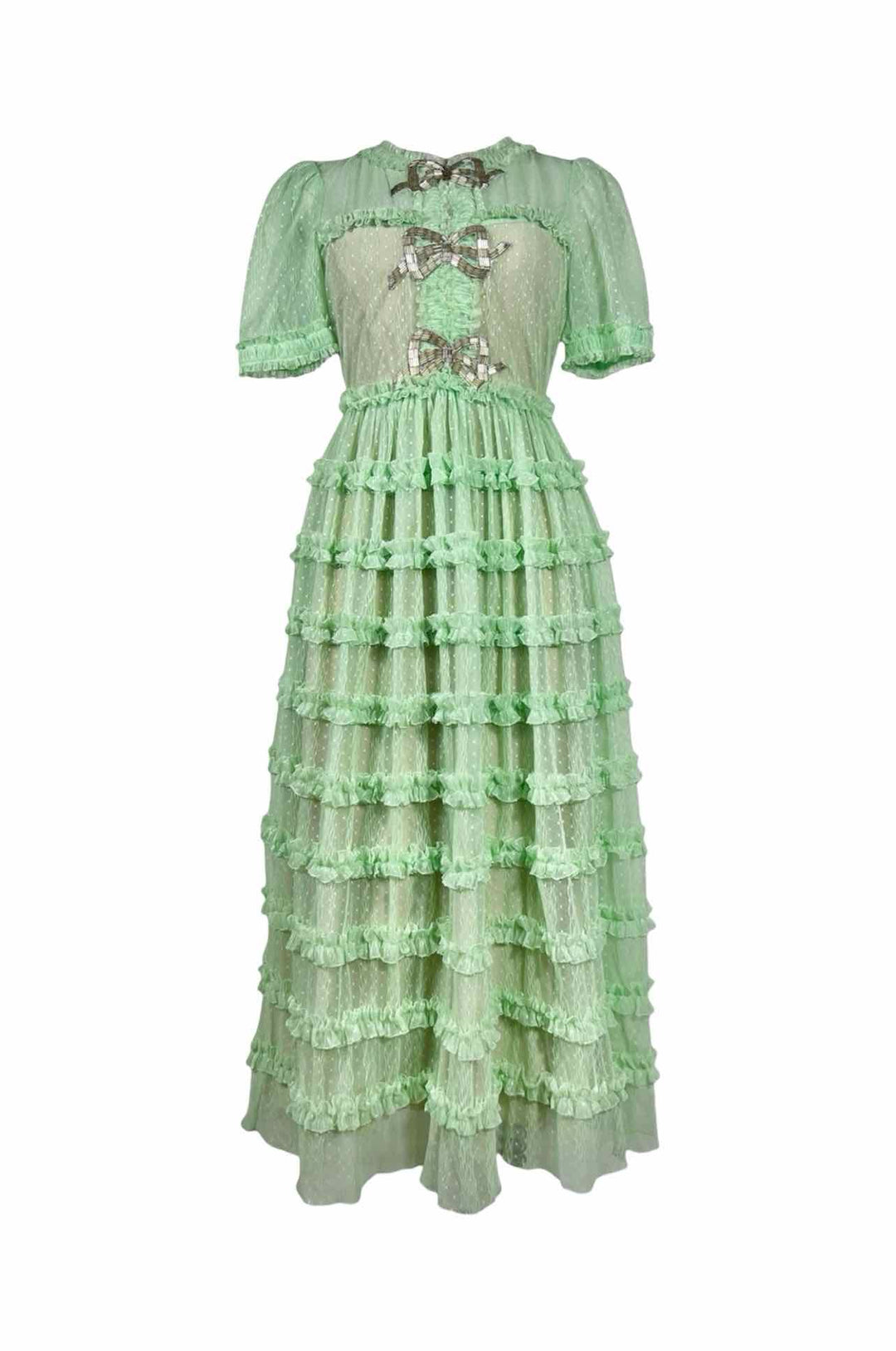 SALONI Size 2 Camille Bow-Embellished Tulle Midi Dress