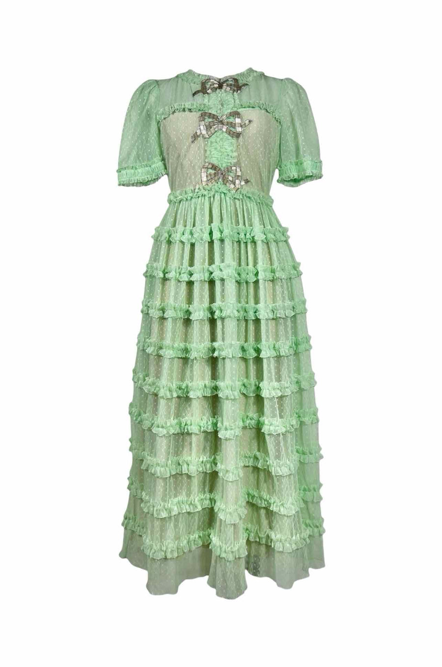 SALONI Size 2 Camille Bow-Embellished Tulle Midi Dress - Luxury Used  Designer Dresses