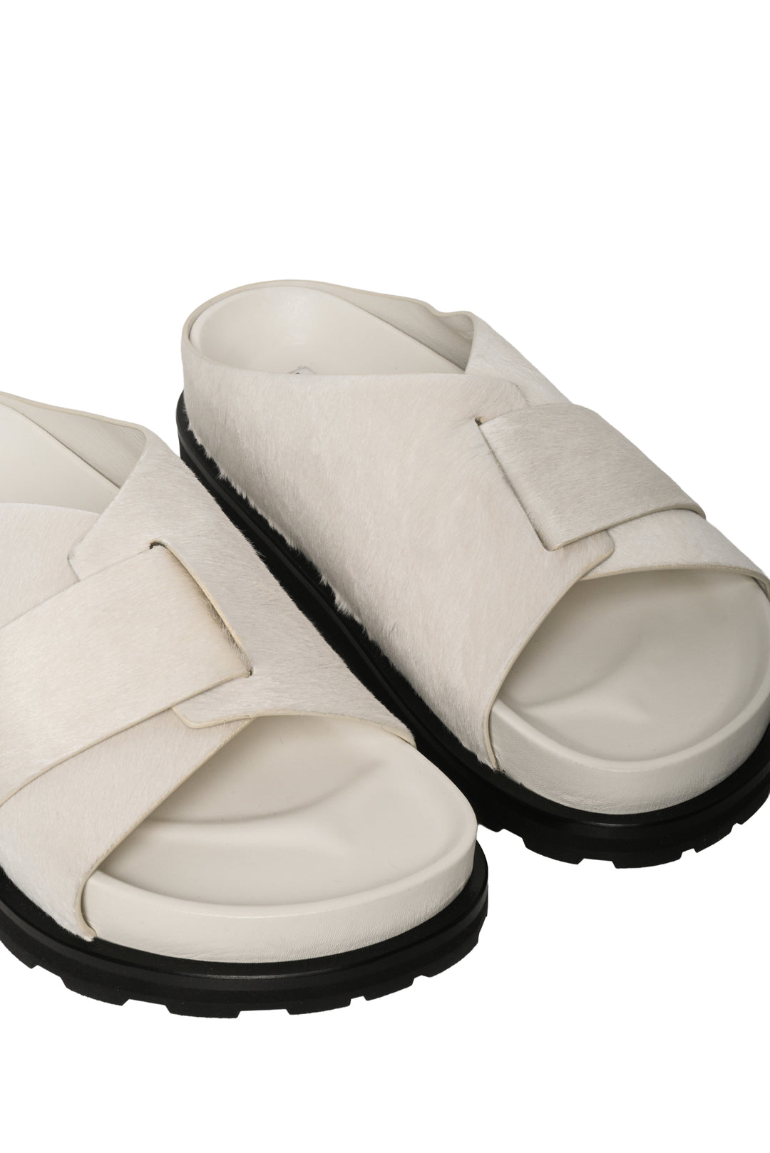 Jil Sander Size 40 Cross Strap Pony Slides