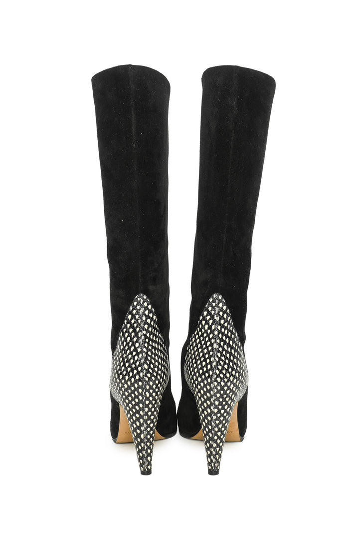 Givenchy Size 40 Snakeskin Trim Suede Boots