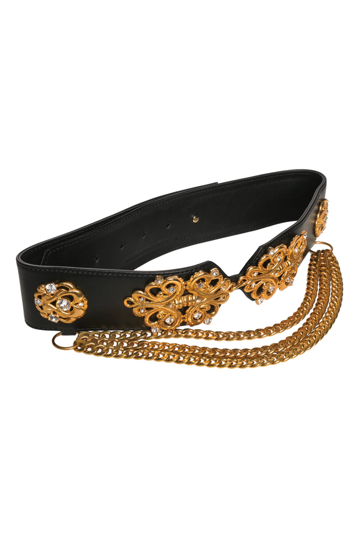 Alessandra Rich Size S Gold Embellishedment Leather Belt