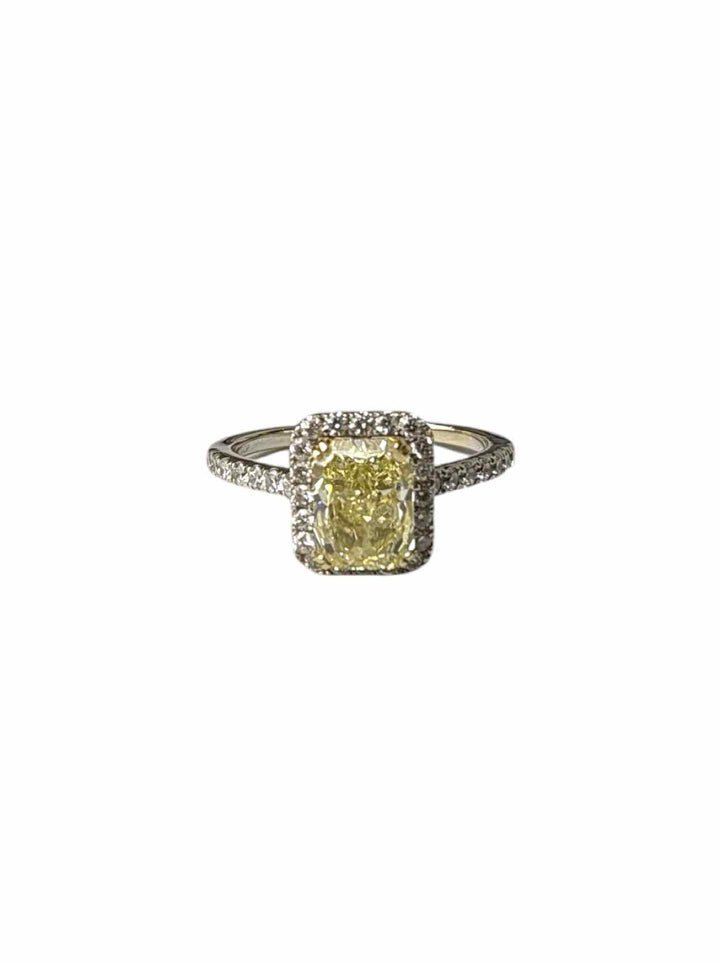 Heinrichs Size 8.5 18K White Gold and Yellow Diamond  Ring