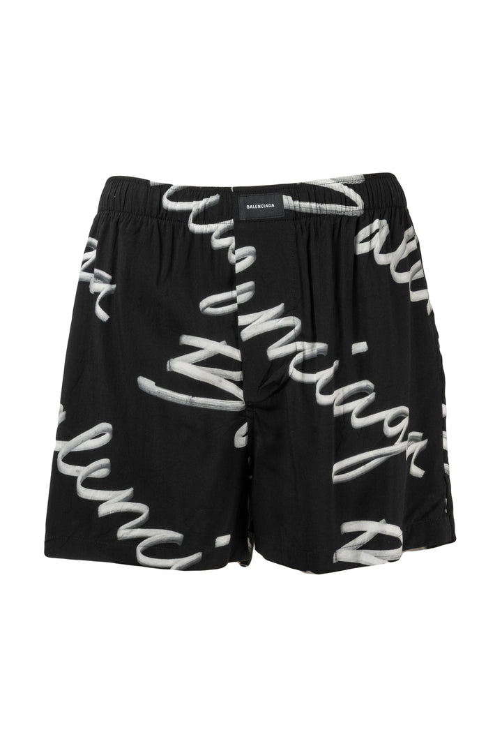 Balenciaga Size XS 2022 Logo Script Print Oversized Shirt & Boxer Short Set