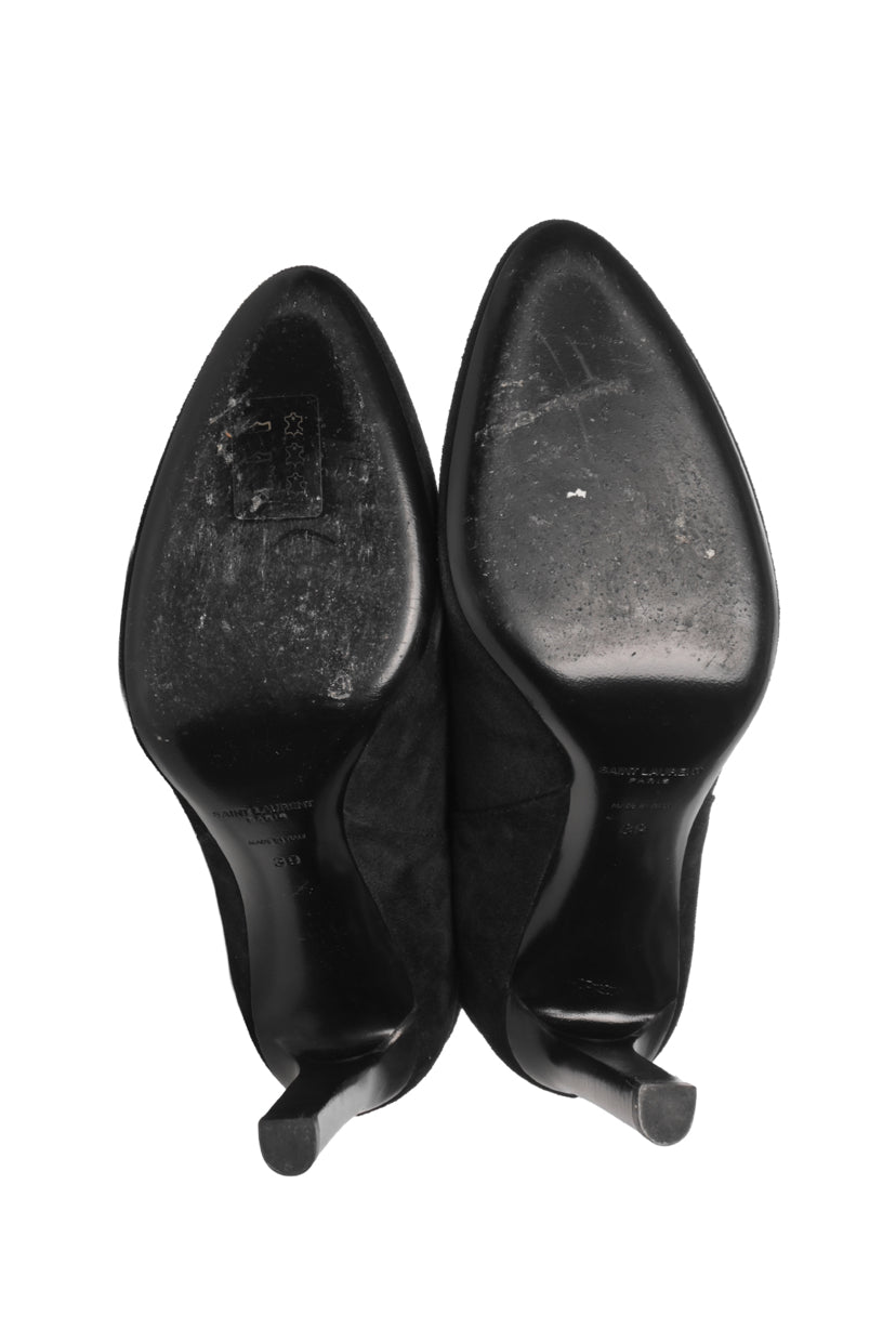 Saint Laurent Size 39 Mica Western Buckle Suede Ankle Boots