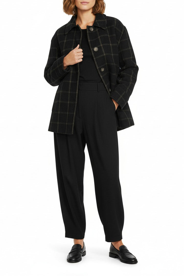 Vince Size L Checked Wool-Flannel Coat