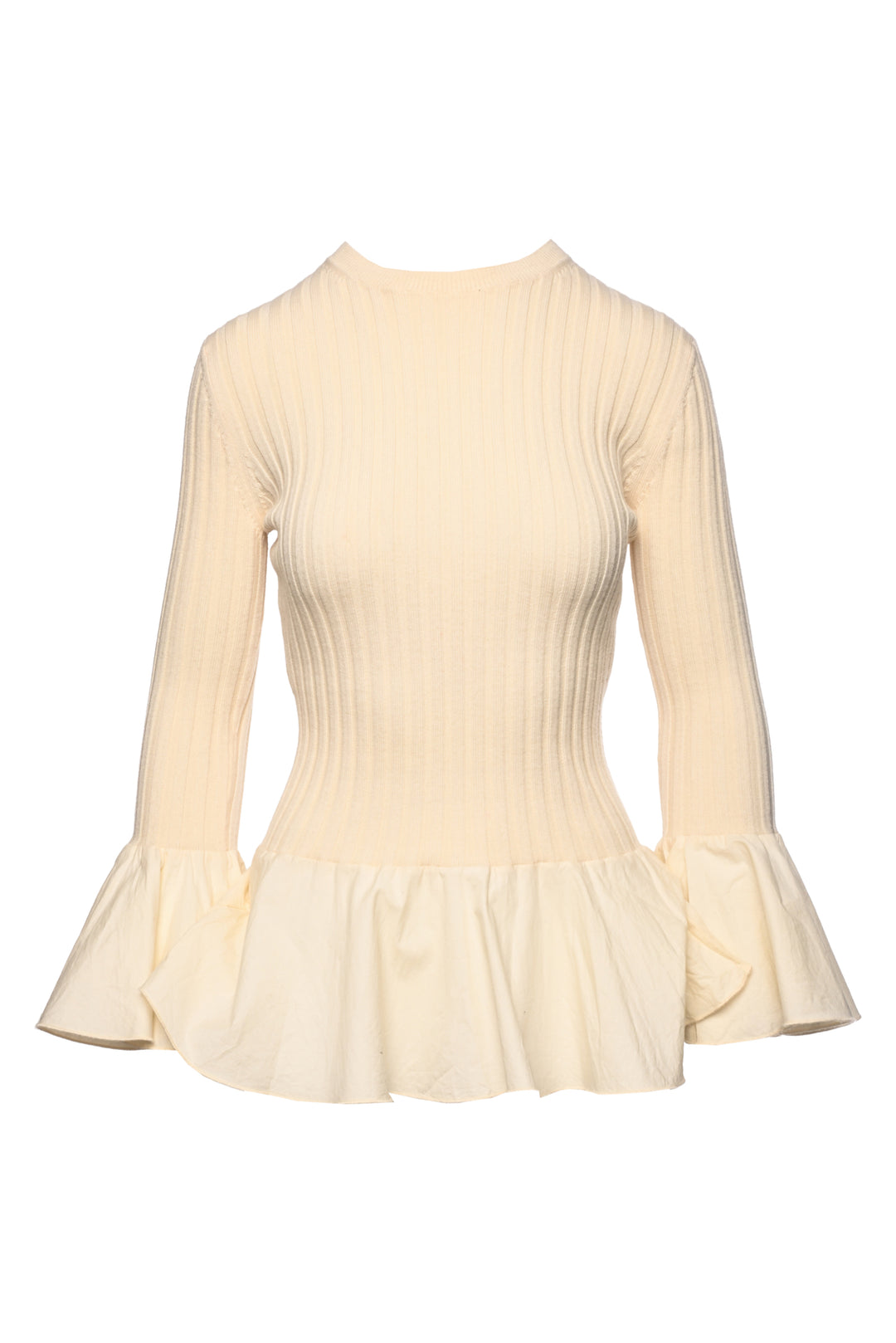 JW Anderson Size XS Ruffled Ribbed Knit Sweater