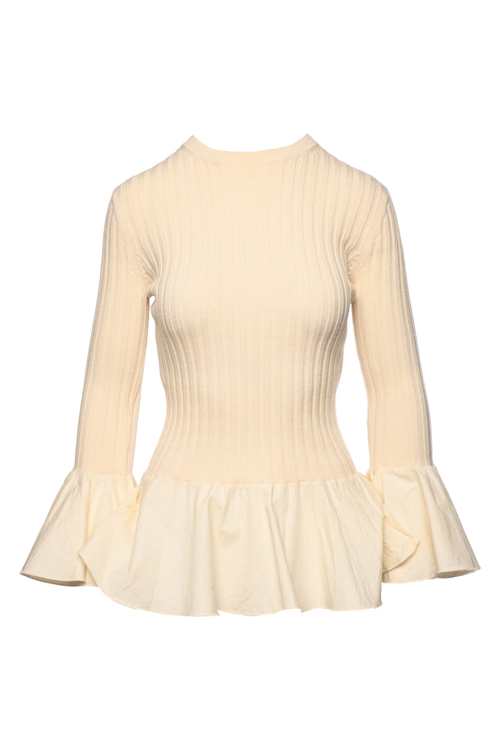 JW Anderson Size XS Ruffled Ribbed Knit Sweater
