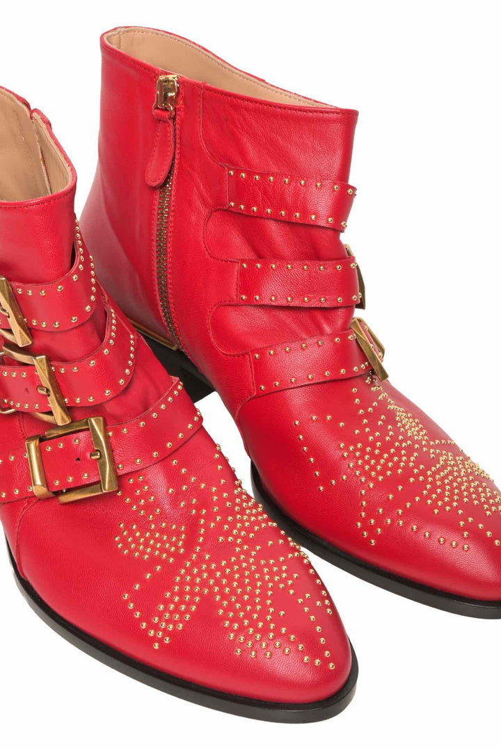 Chloe Size 37 Susanna Stud Buckle Ankle Boots