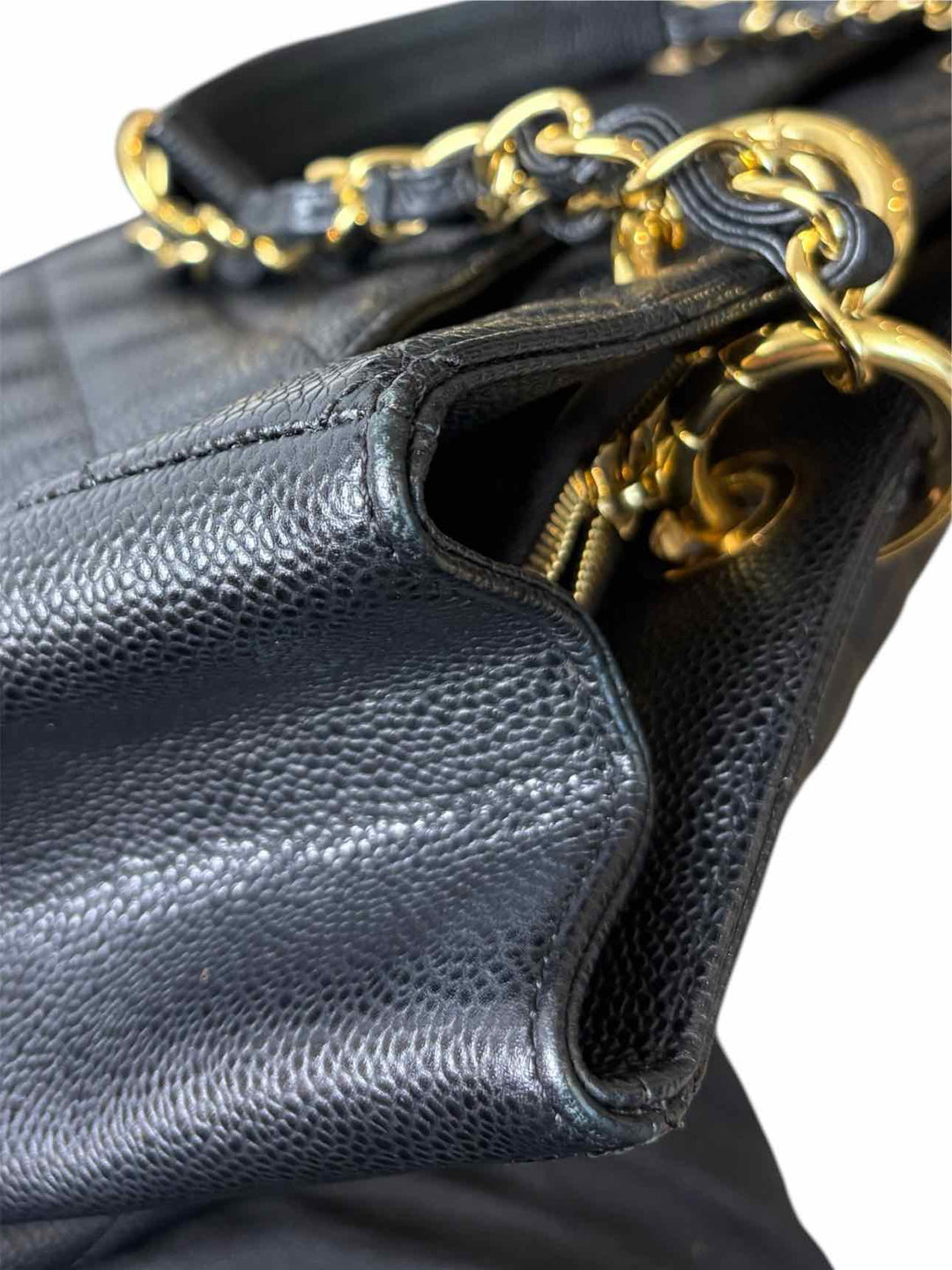Chanel Black Caviar Quilted Leather Grand Shopping Tote Purse