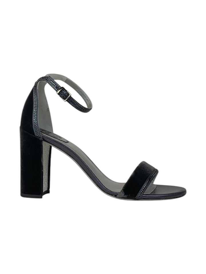 Rene Caovilla Size 40.5 Ankle Strap Chunky Heel Sandal