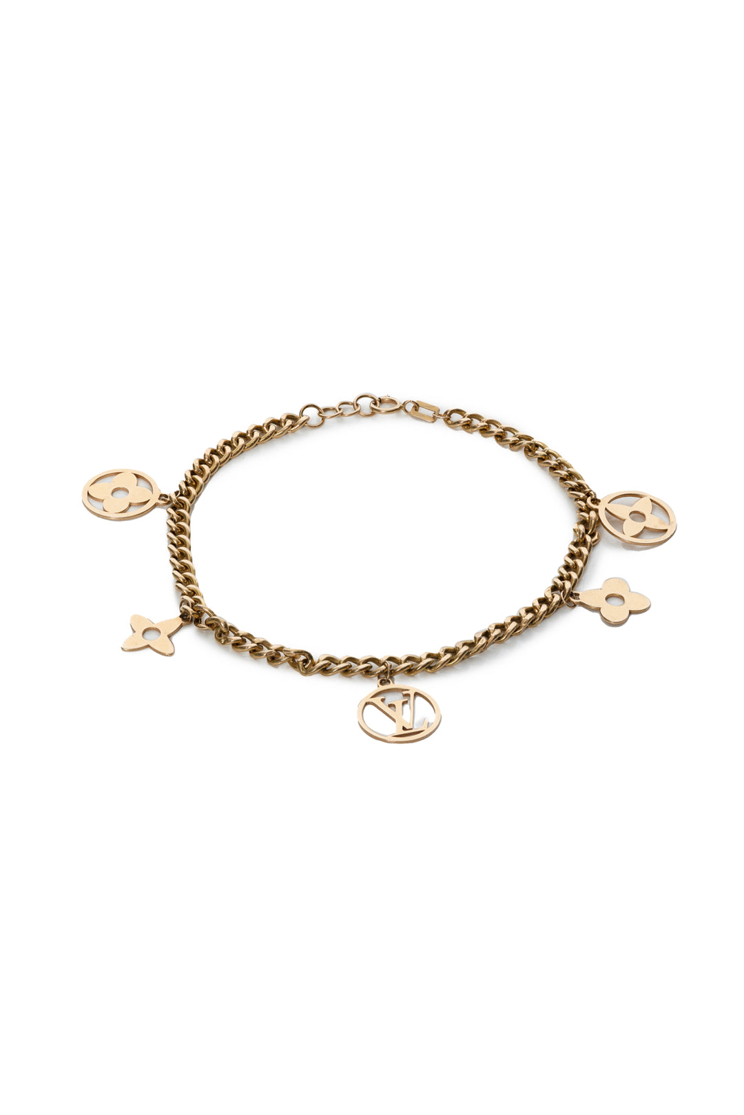 Louis Vuitton 18k Gold Idylle Logo Charm Bracelet