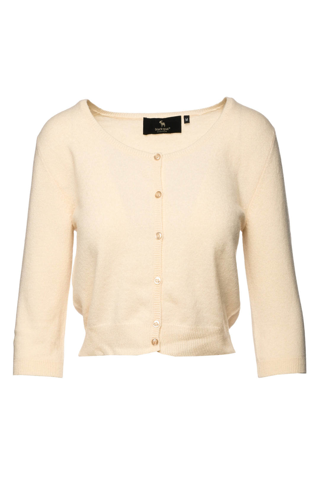 Black Goat Size M Cropped Cashmere Knit Cardigan