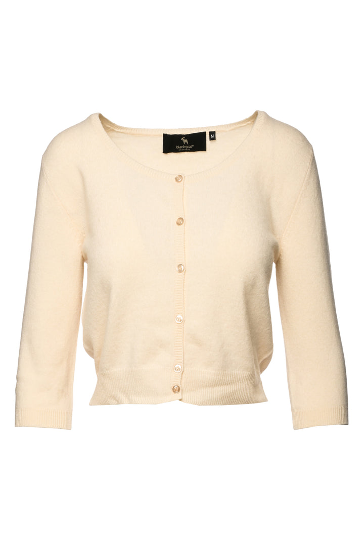 Black Goat Size M Cropped Cashmere Knit Cardigan