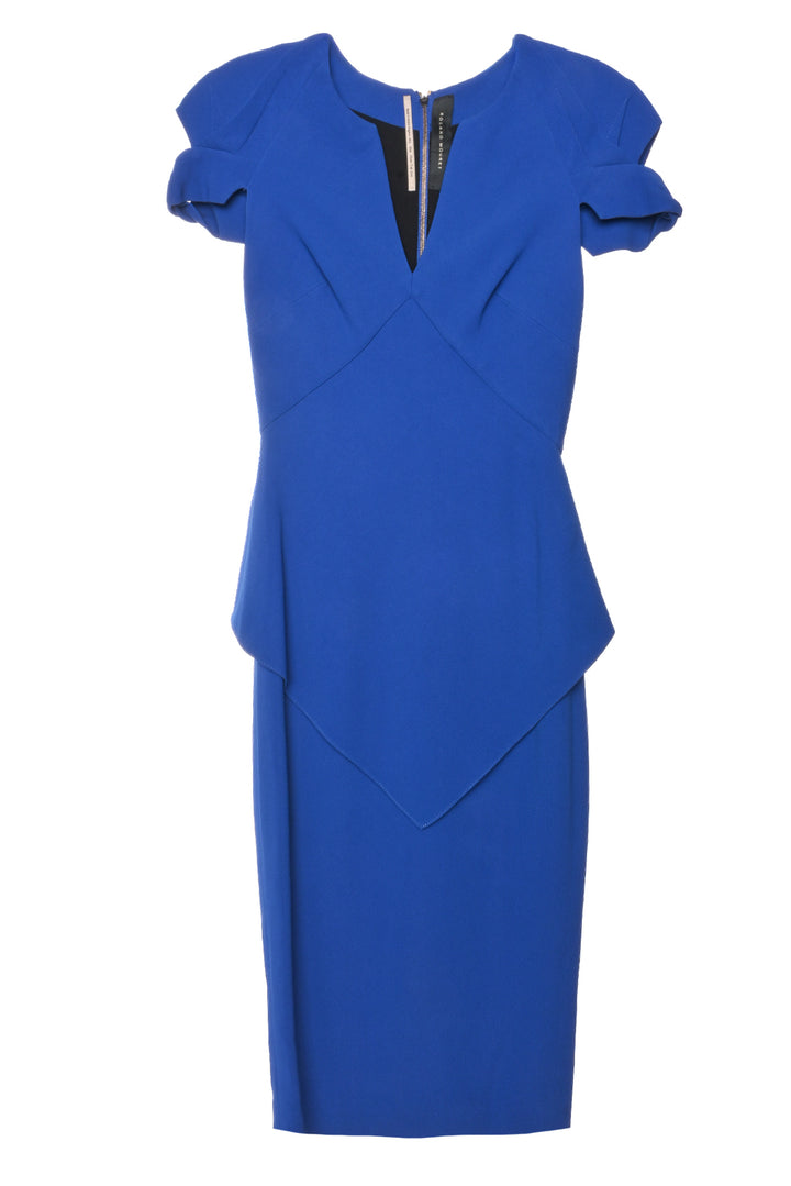 Roland Mouret Size 2 Cap-Sleeve Crepe Midi Dress