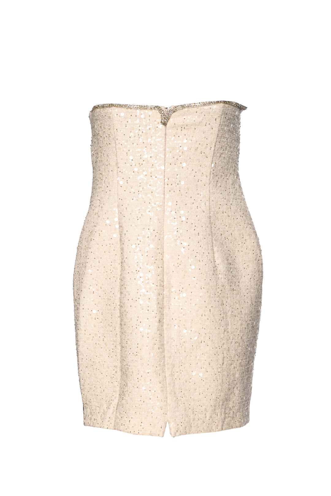 Self Portrait Size 8 Cream Sequin Boucle Mini Dress