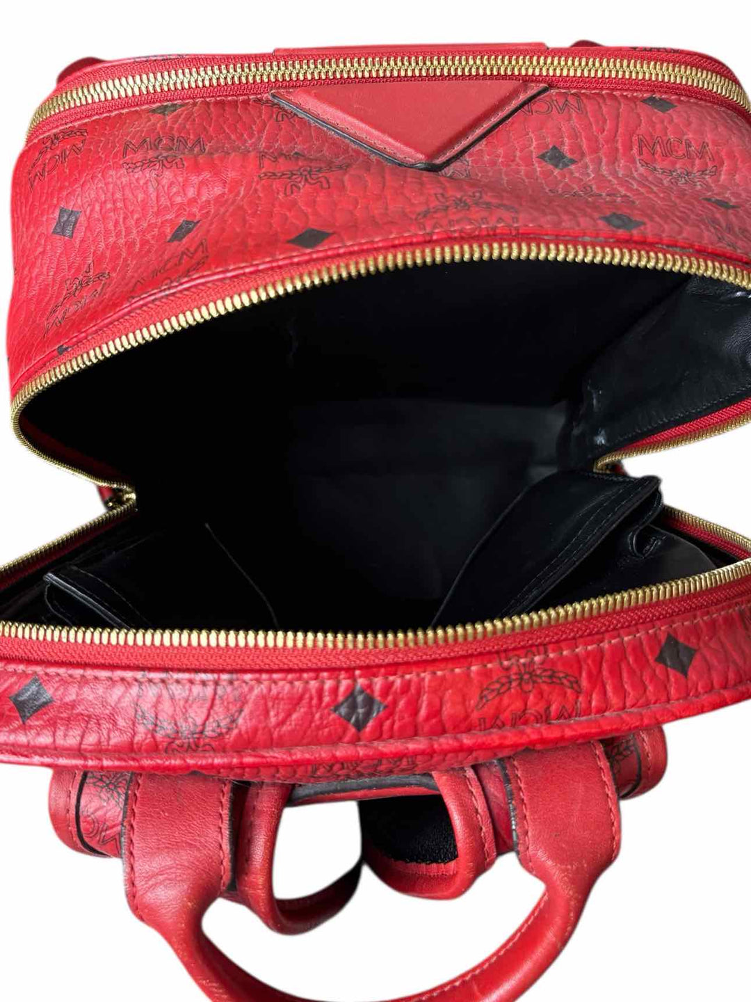 MCM Red Logo Leather BackPack
