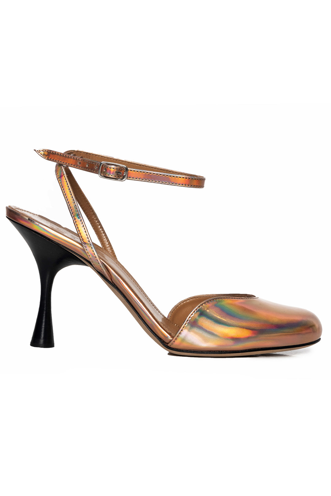 Loewe Size 39 Iridescent Leather Ankle Strap Pumps