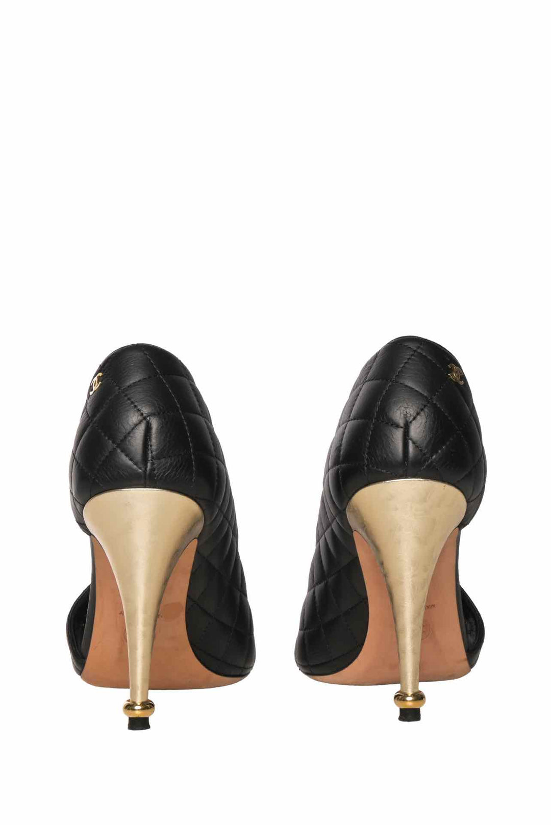 Chanel Size 39.5 D'Orsay Quilted Open Toe Pumps