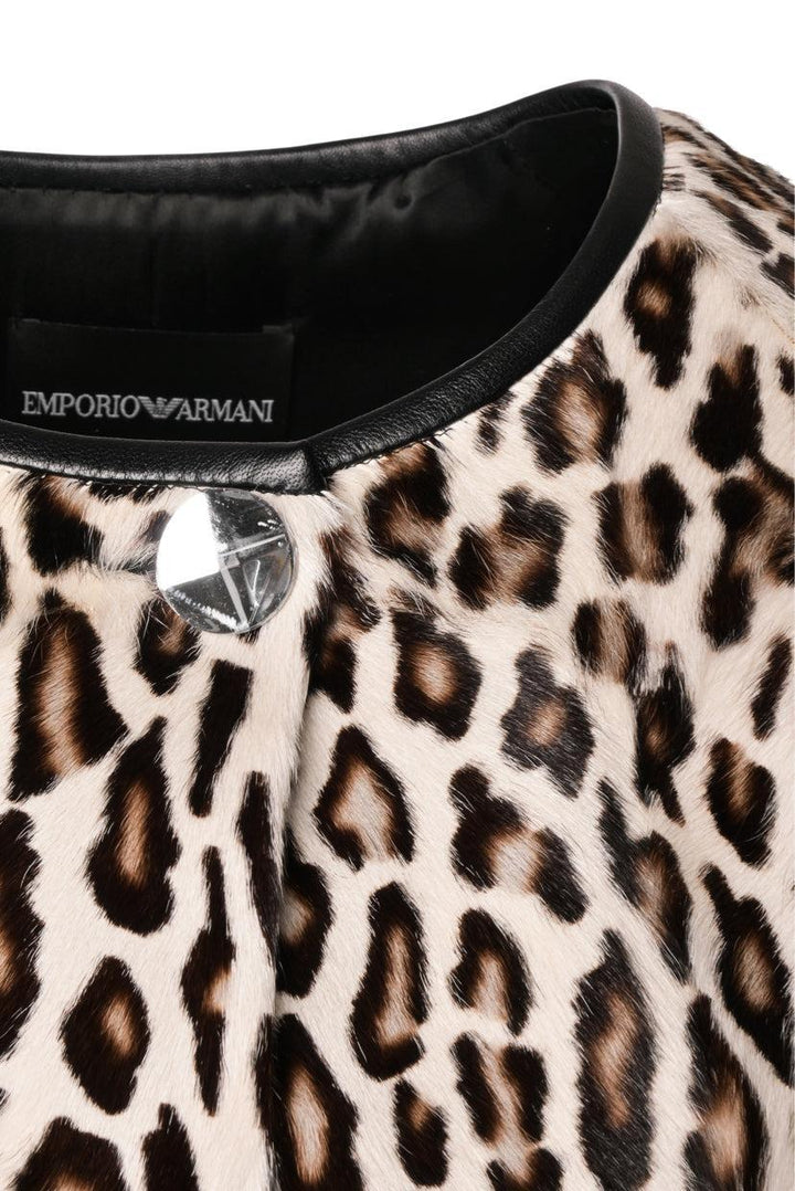 Emporio Armani Size 40 Fur Leopard Print Short Sleeve Jacket