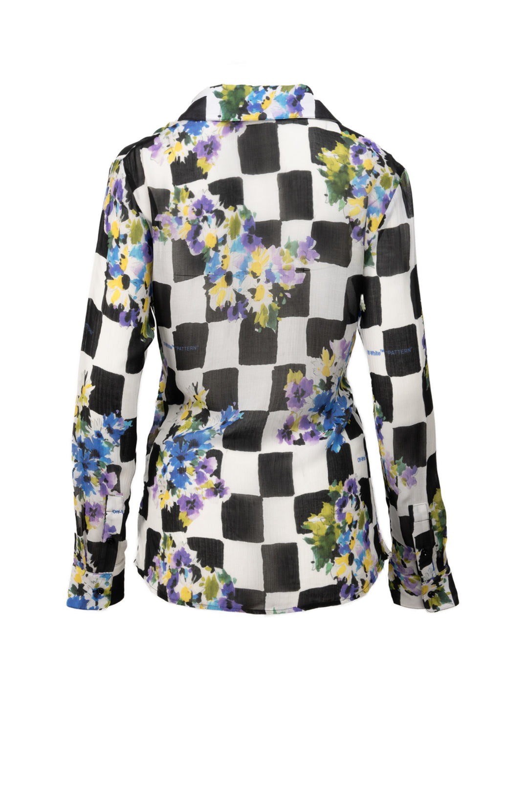 Off White Size 38 Check Flowers Draped Blouse