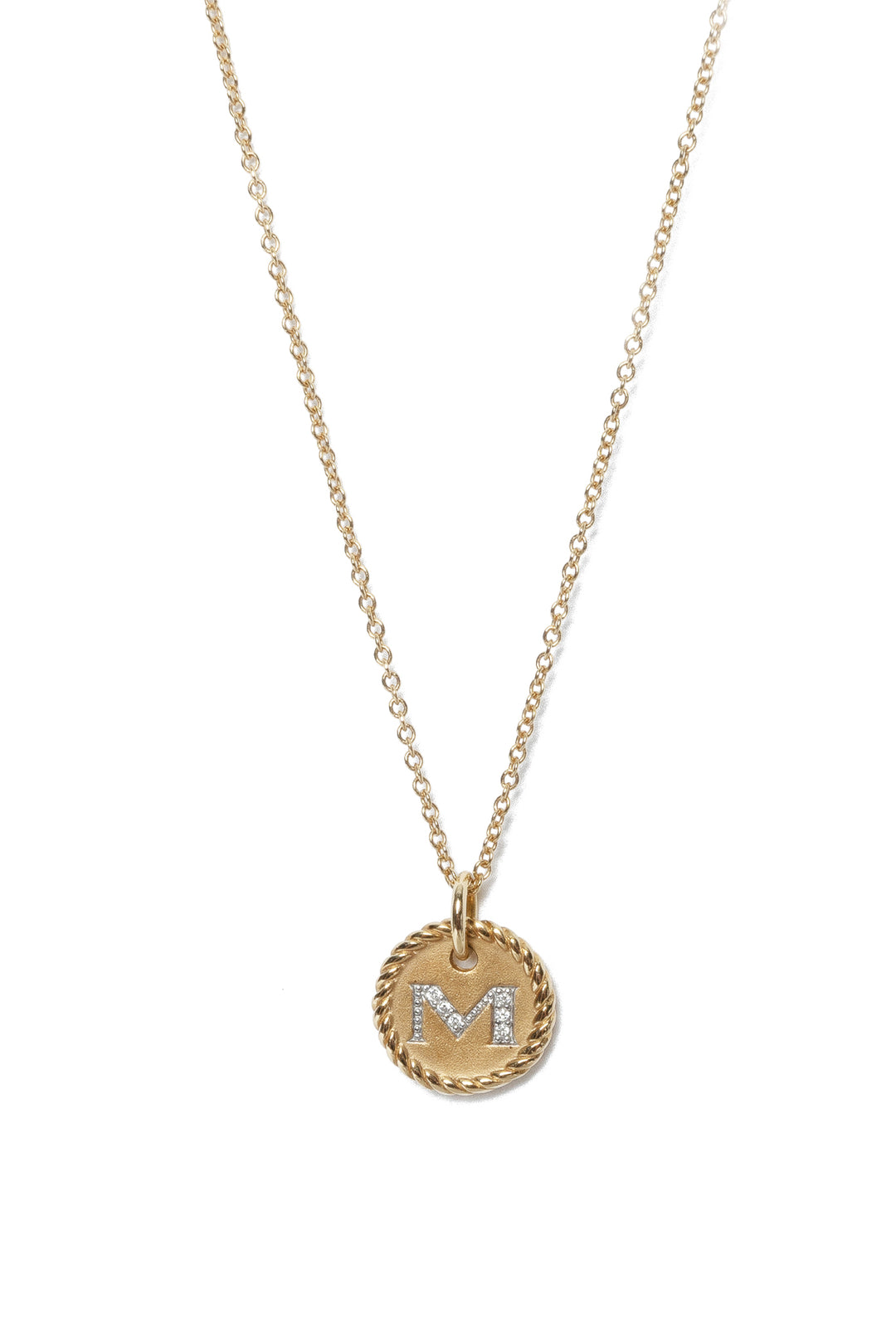 David Yurman 18K Yellow Gold with Diamond M Necklace