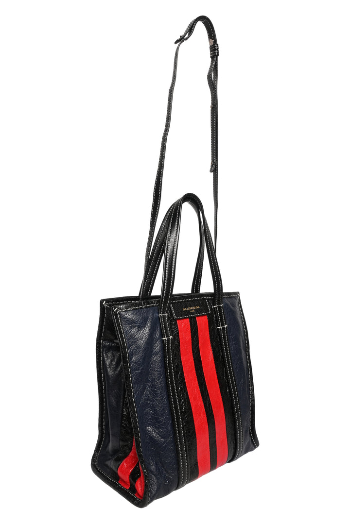 Balenciaga F/W 2017 Striped Lambskin Small Bazar Shopper Tote