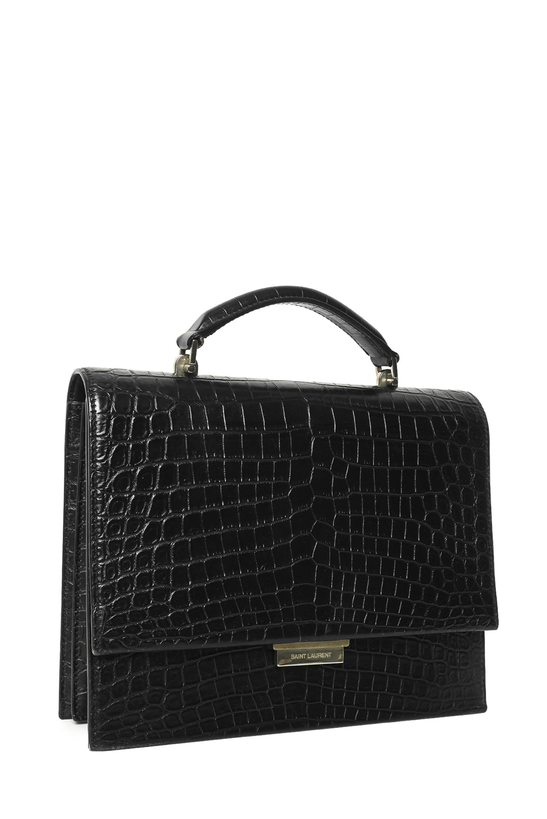 Saint Laurent 2017 Croc Embossed Leather Medium Babylone Top Handle Purse