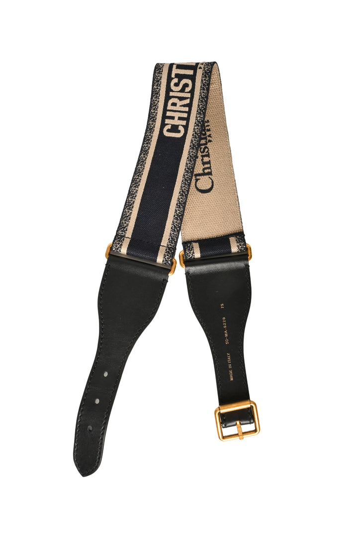 Dior 2020 Logo Embroidery Canvas & Leather Belt